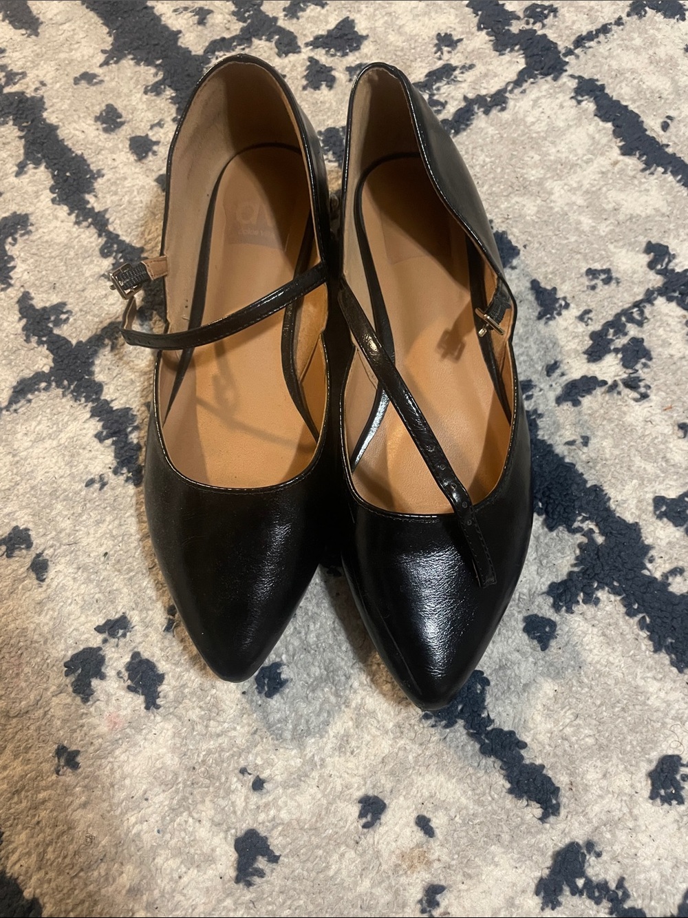 DV by Dolce Vita Black Pointed Mary Jane Flats with Crisscross Strap